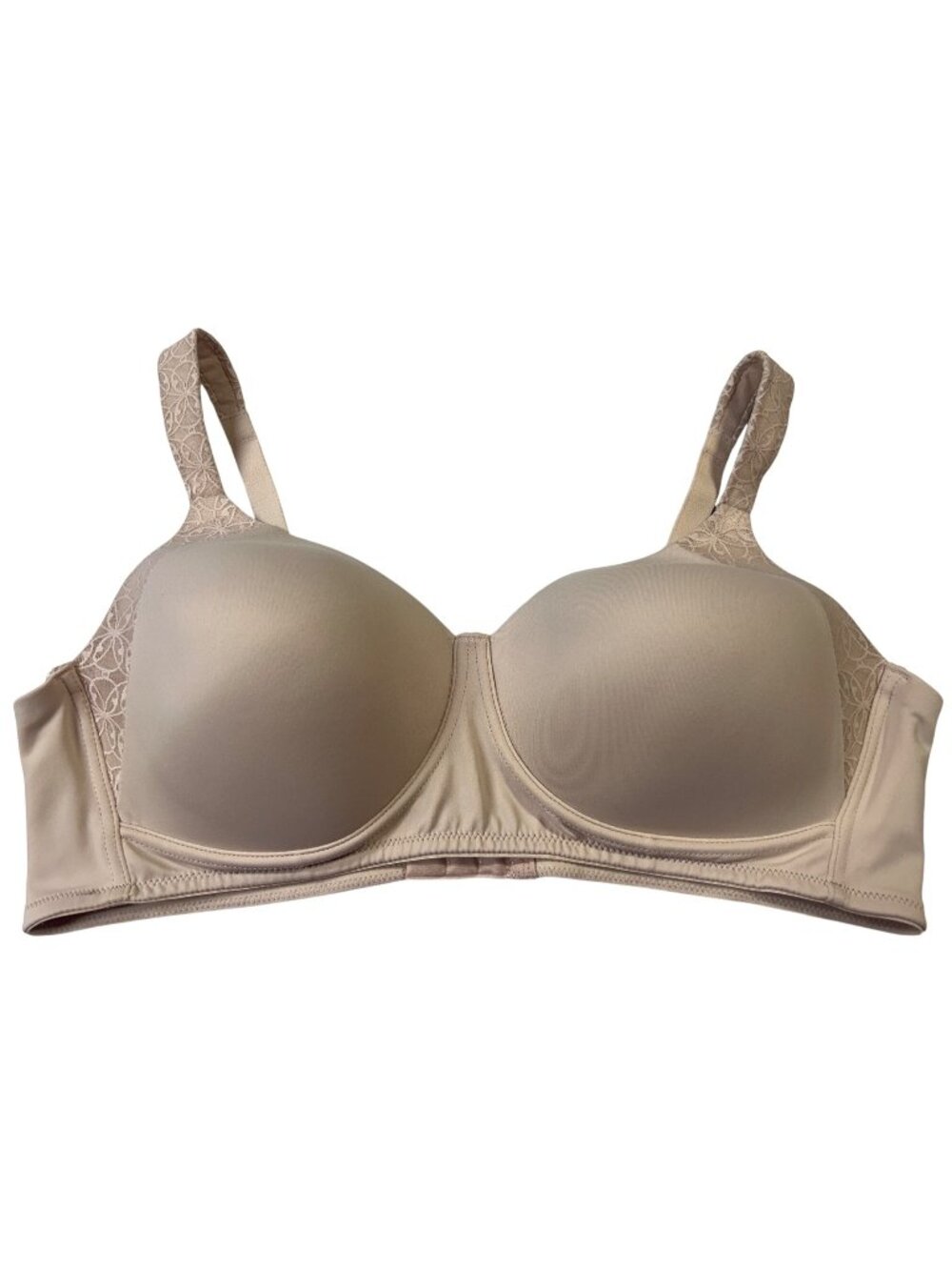 Playtex Size 38C Lightly Lined Full Coverage Bra Beige Lace Straps Supportive